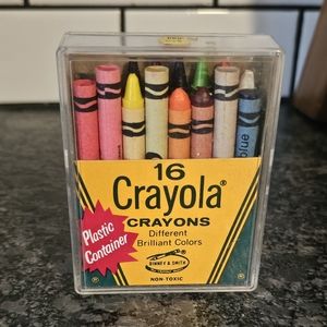 Crayola Crayons Vintage Plastic Container‎ No. 16 P Binney & Smith USA Americana